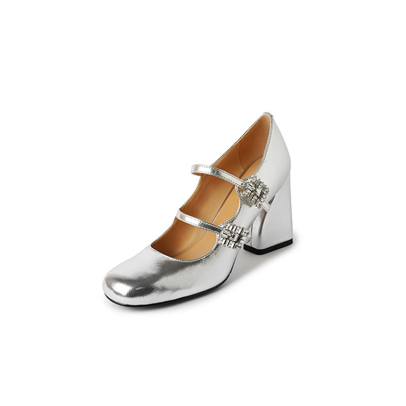 WW | Rund Kopf Chunky Absatz Niedrig Schnitt Bequeme Pumps