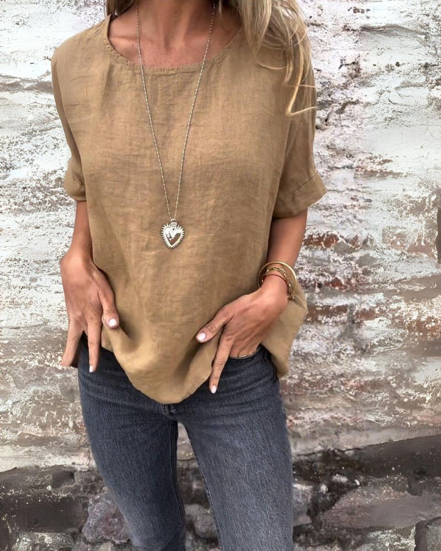 WW | Leichtes T-shirt Aus Baumwolle & Leinen