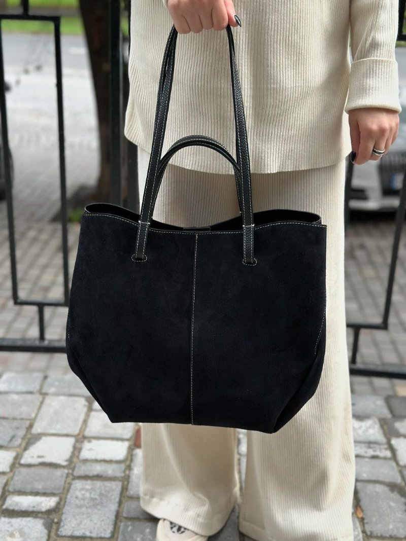 WW | braune und schwarze Tote Bag für Damen - schicke und vielseitige Handtasche