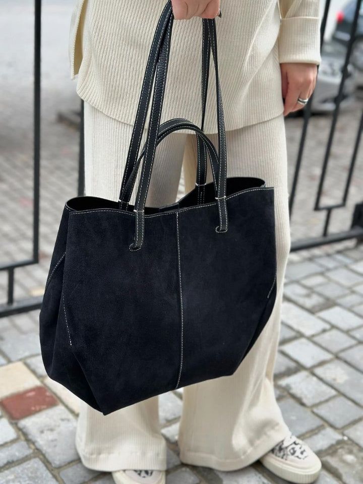 W&W Mode | braune und schwarze Tote Bag für Damen - schicke und vielseitige Handtasche
