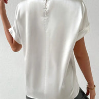WW | Satin T-Shirt Mit Umgeschlagenen Ärmeln Für Damen