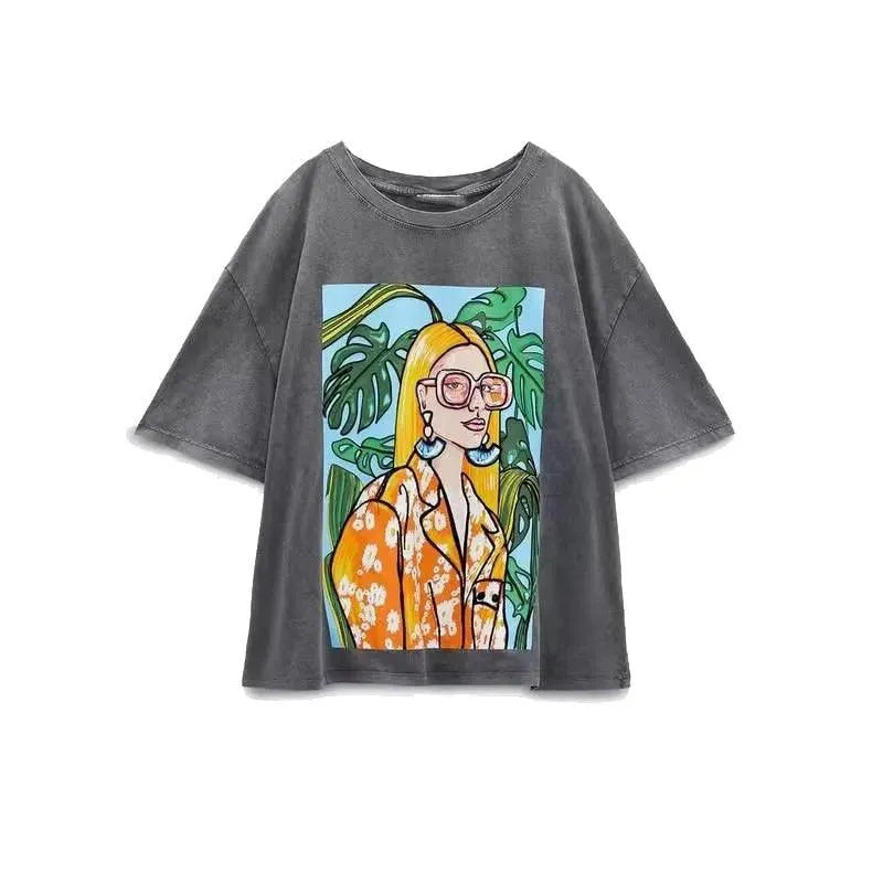 WW | bedrucktes damen t-shirt mit kurzen ärmeln