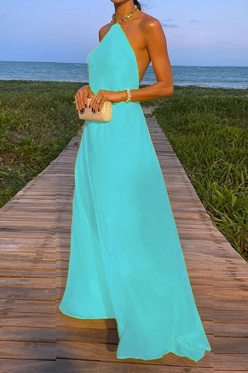 WW | Rosiedress Ketten-Halter Offener Rücken Maxi Swing Kleid