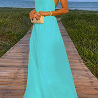WW | Rosiedress Ketten-Halter Offener Rücken Maxi Swing Kleid