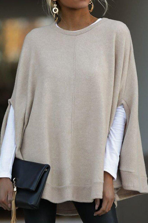 WW | Rosiedress Rundhals Batwing Ärmel Umhang Top