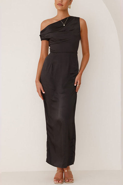 W&W Mode | Rosiedress Asymmetrischer Schulter Rücken Ausschnitt Tailliertes Maxikleid