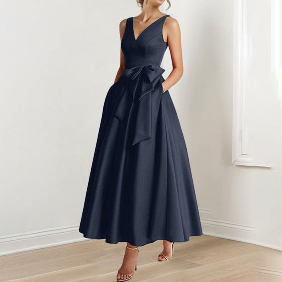 WW | Vintage Glattes Ärmelloses Maxikleid