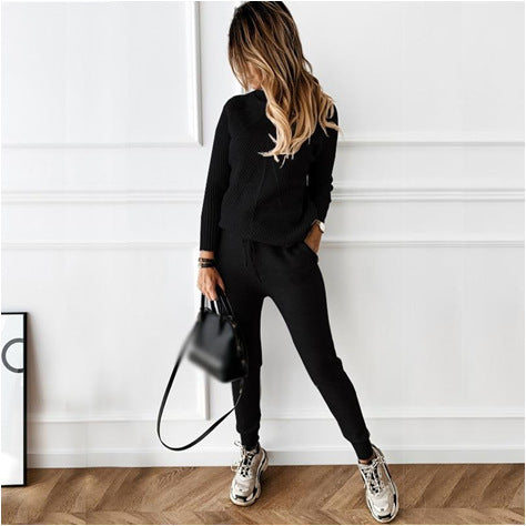 WW | Gestreifter Rollkragenpulli Und Elastische Hose Im Set