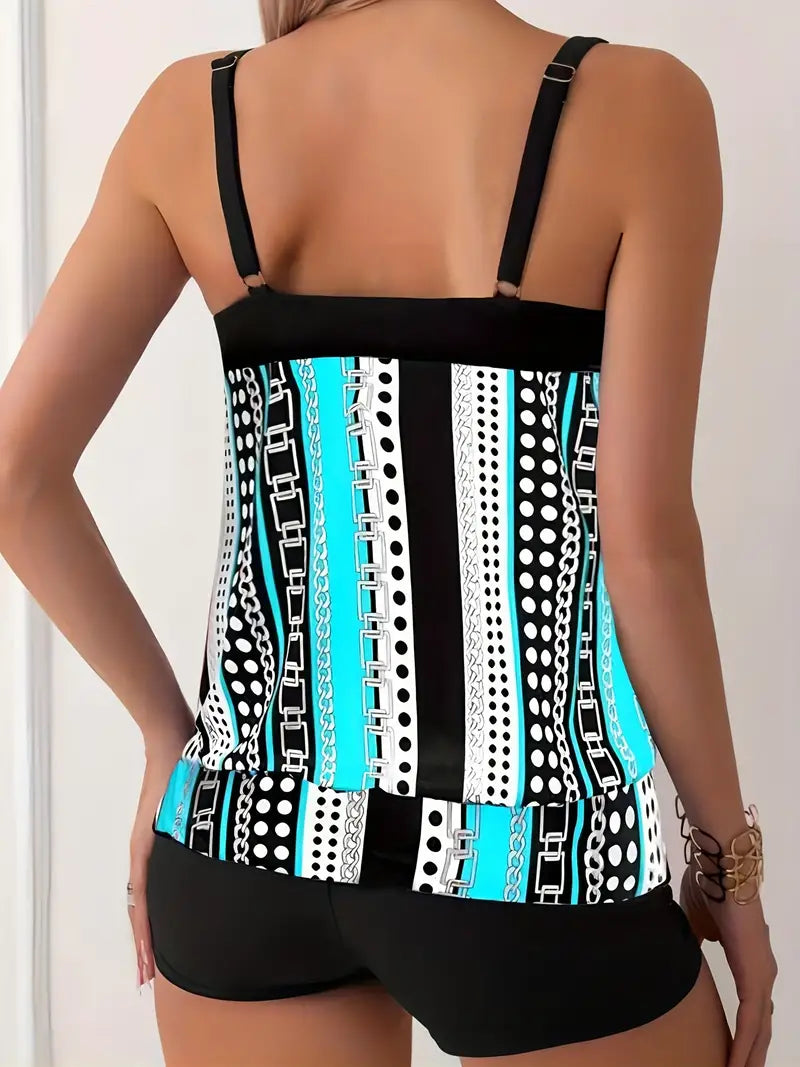 WW | Gestreifter Tankini mit Druck