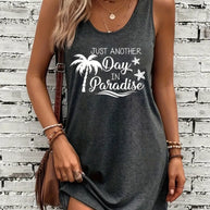 WW | Sommerkleid Ohne Ärmel mit Print und Rundem Ausschnitt, Lässiges Damenkleid