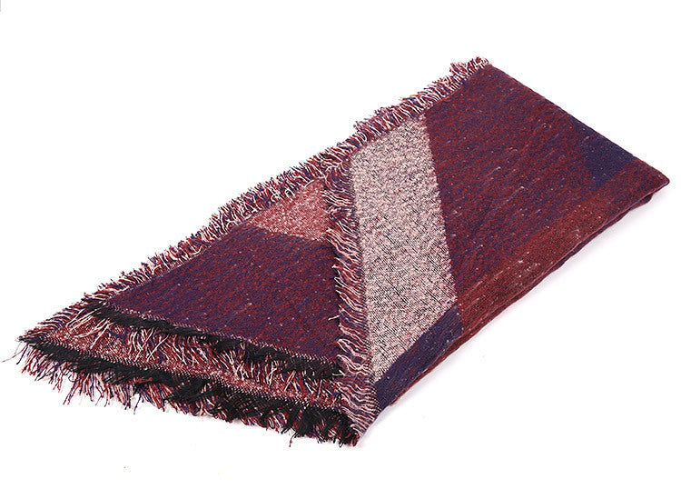 Damen Eleganter Fransen-Schal aus weichem Material mit geometrischem Muster WW