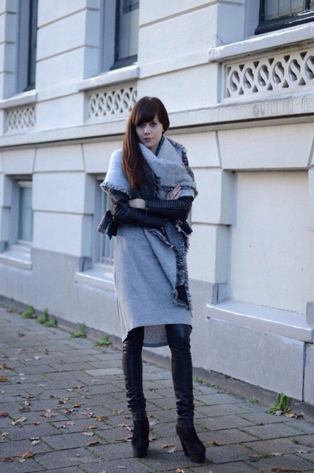 Damen Eleganter Fransen-Schal aus weichem Material mit geometrischem Muster W&W Mode