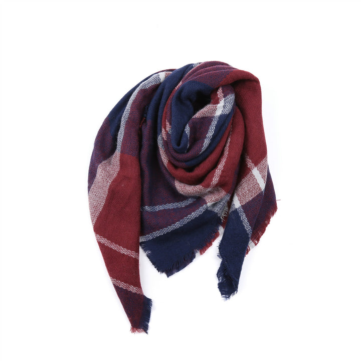 Damen Karierter Schal aus hochwertigem Material mit fransigen Kanten W&W Mode