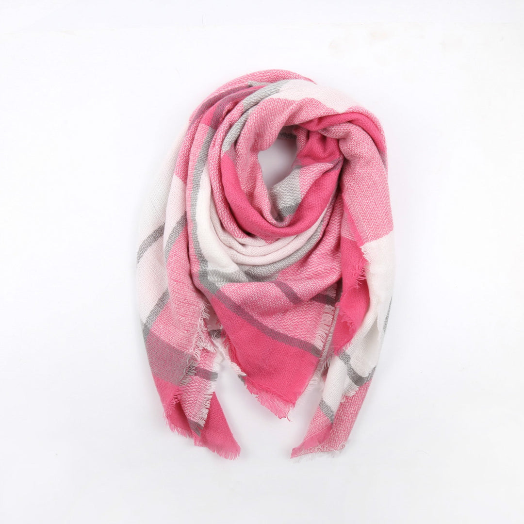 Damen Karierter Schal aus hochwertigem Material mit fransigen Kanten W&W Mode