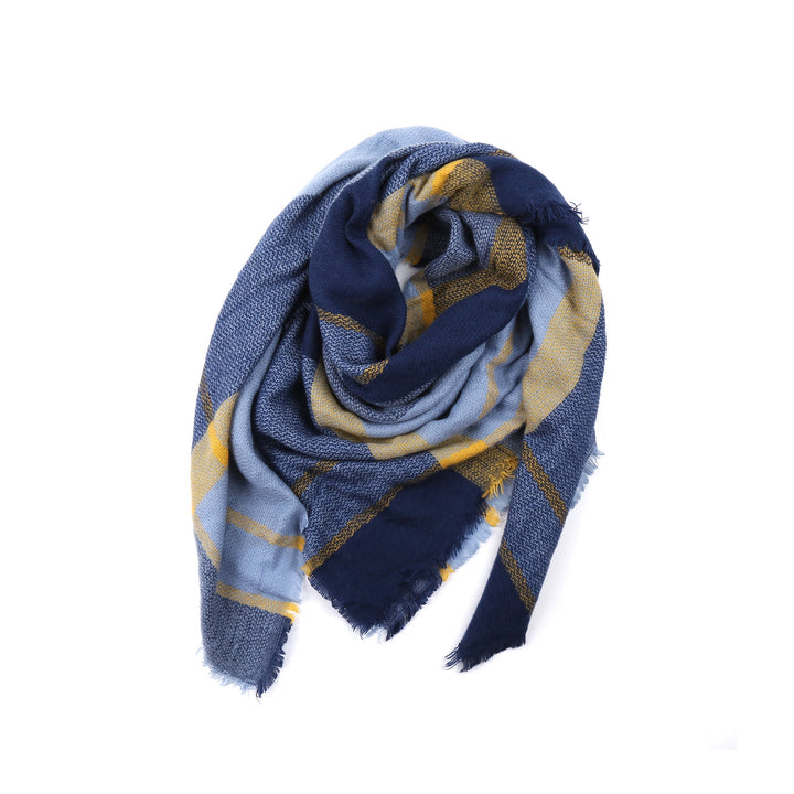 Damen Karierter Schal aus hochwertigem Material mit fransigen Kanten W&W Mode