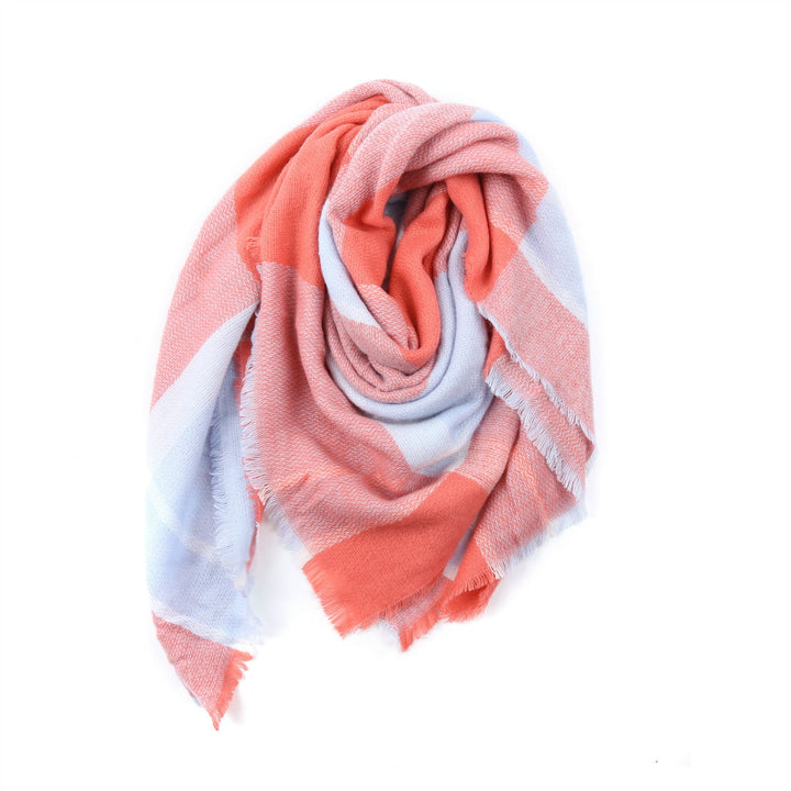 Damen Karierter Schal aus hochwertigem Material mit fransigen Kanten W&W Mode