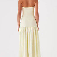 WW | Eden Patchwork Semi-Transparent Chiffon Strapless Maxi-Kleid