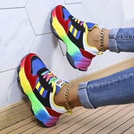 WW - bunte klobige Turnschuhe für Damen | Multicolor Design Sneaker Damen