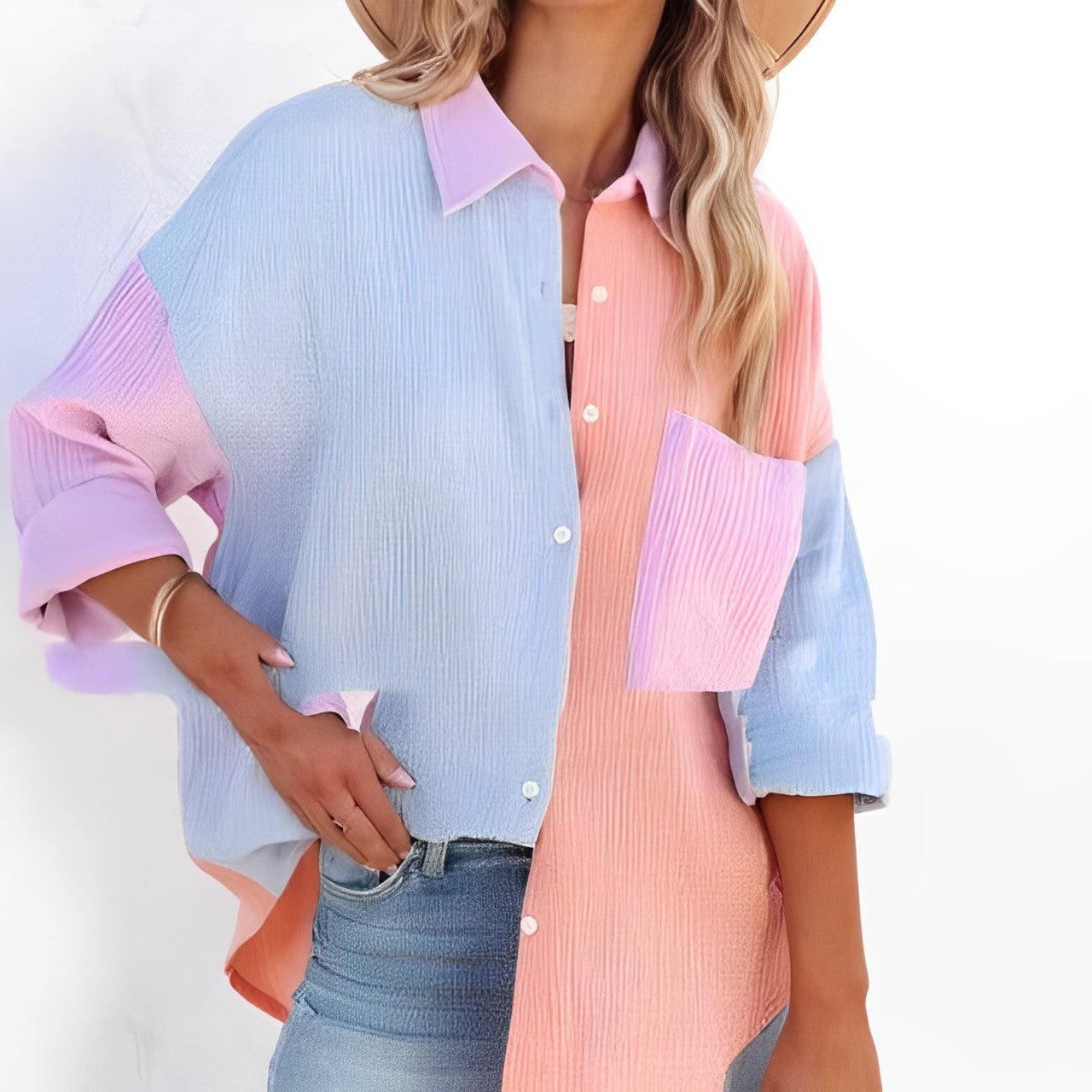 WW | Colorblock Hemd Mit Knopfverschluss Für Damen