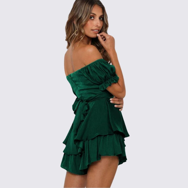 WW | Schulterfreier Rüschen-Jumpsuit