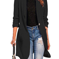 WW | Rosiedress 3/4 Ärmel Raffung Ein-Button Midi Cardigan