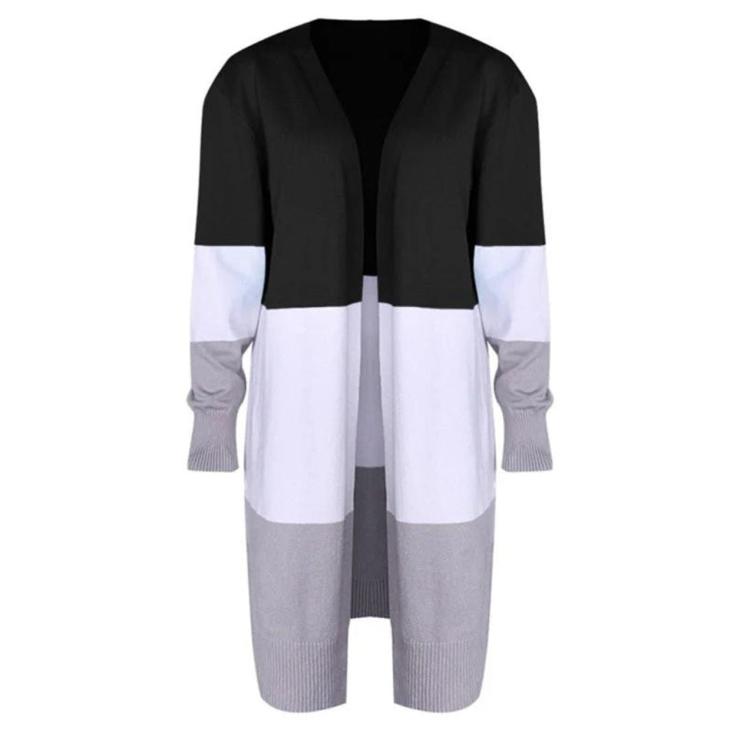 WW | Strickjacke mit Farbblock und offener Front