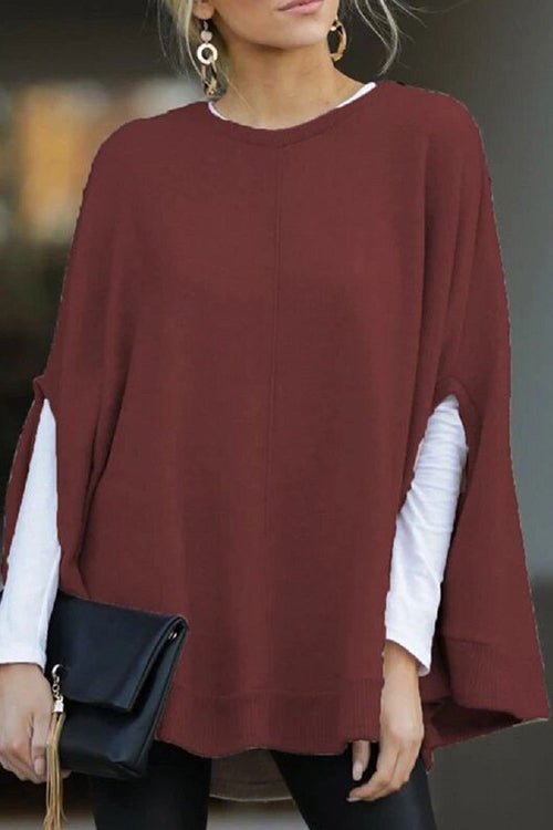 WW | Rosiedress Rundhals Batwing Ärmel Umhang Top