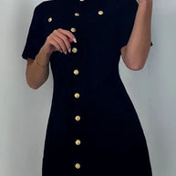 WW | Rosiedress Kurzarm Knopfverschluss Mini Strickkleid