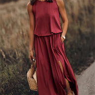 WW | Damen Schwarzes Modal Boho Maxikleid Farben