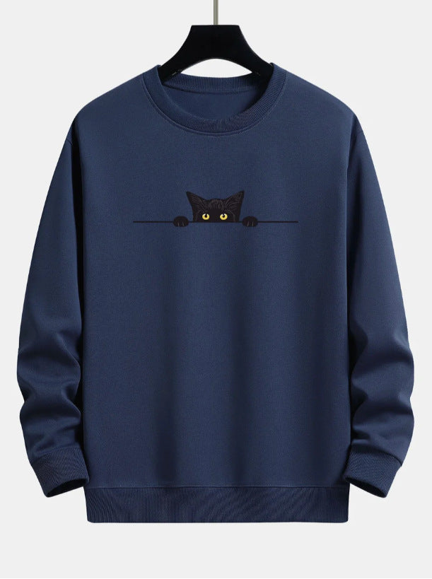 W&W Mode | Relax Fit Sweatshirt Mit Schwarzem Katzenprint