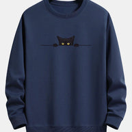 WW | Relax Fit Sweatshirt Mit Schwarzem Katzenprint