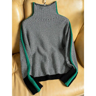 W&W Geometrisch gestrickter Rollkragenpullover