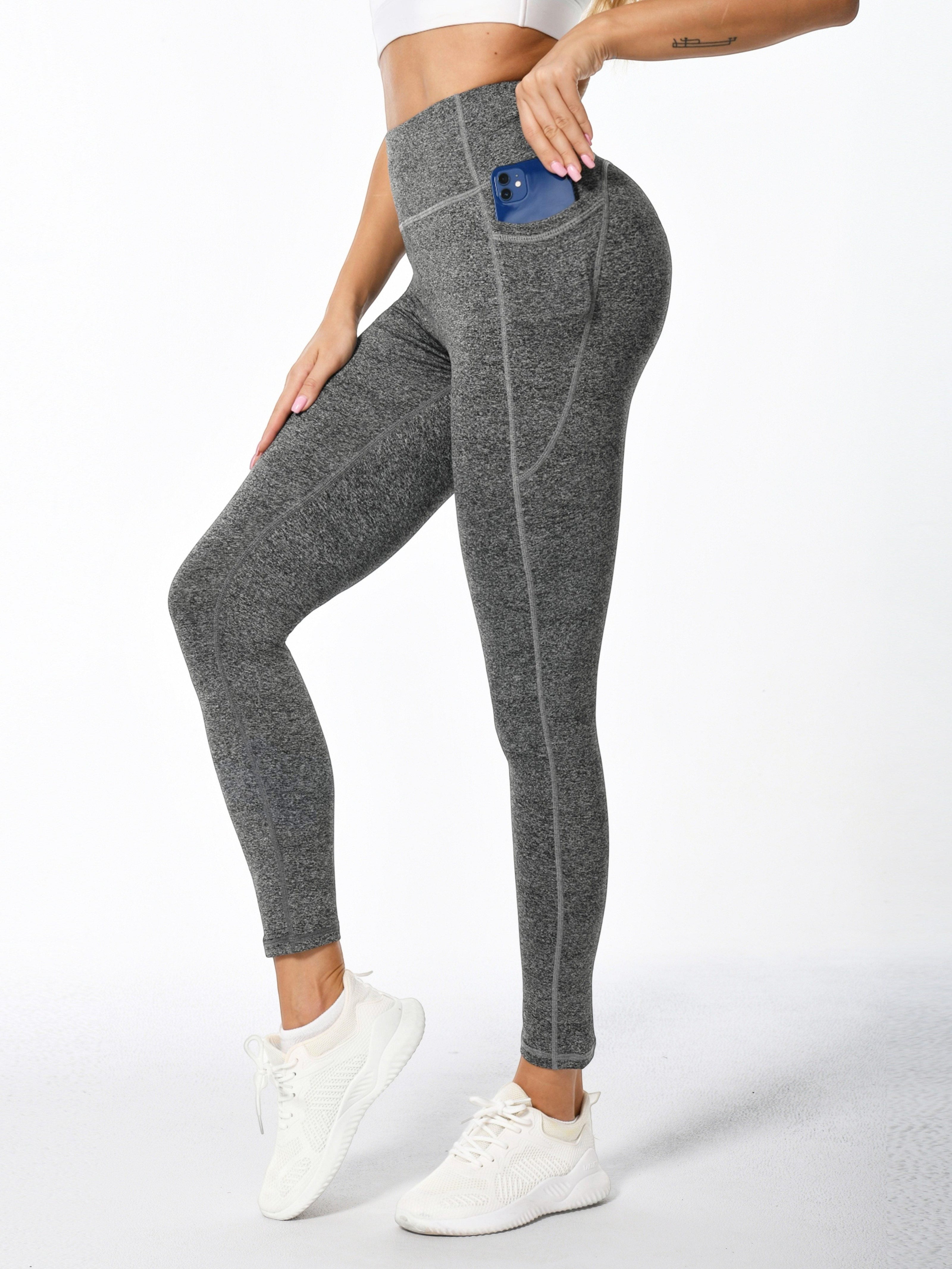 WW | Weiche Dehnbare Damen Sportleggings Mit Pohebehebung Und Taschen