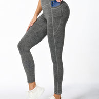 WW | Weiche Dehnbare Damen Sportleggings Mit Pohebehebung Und Taschen
