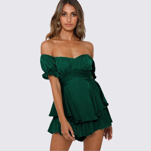 WW | Schulterfreier Rüschen-Jumpsuit