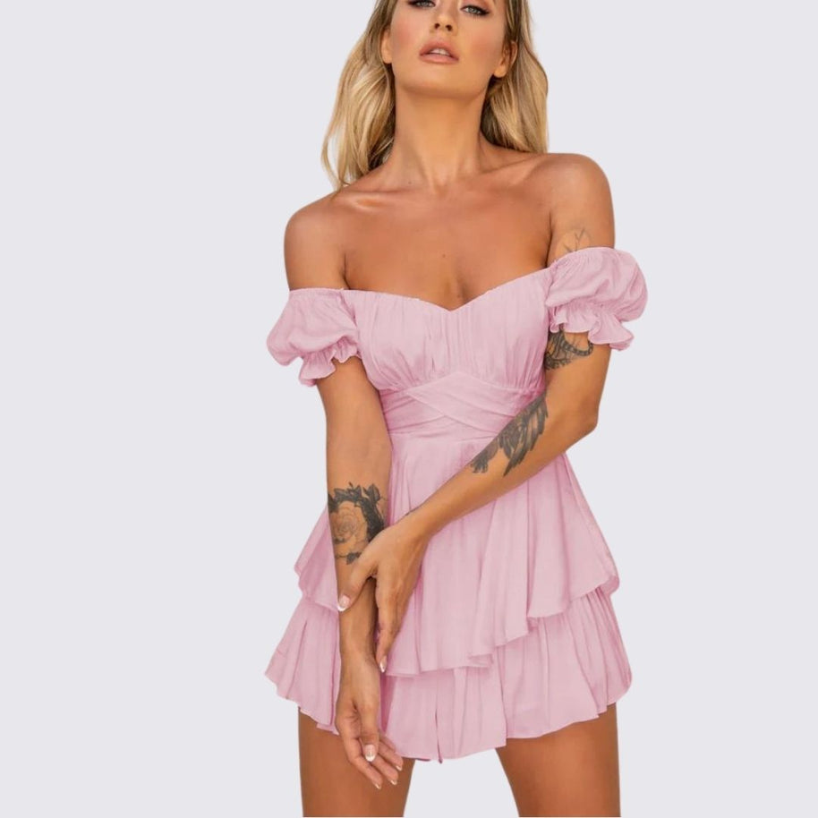 WW | Schulterfreier Rüschen-Jumpsuit