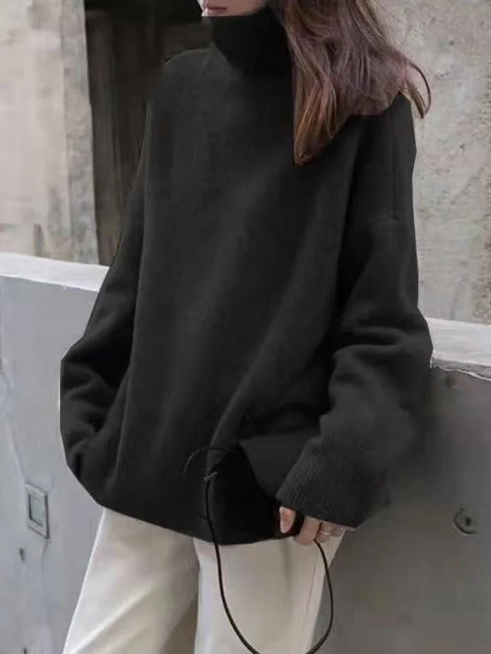 WW | Lässiger Strickjacke Rollkragenpullover für Damen