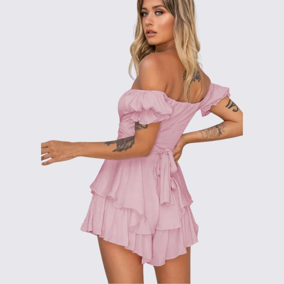 WW | Schulterfreier Rüschen-Jumpsuit
