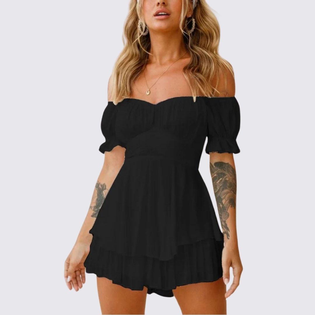 WW | Schulterfreier Rüschen-Jumpsuit