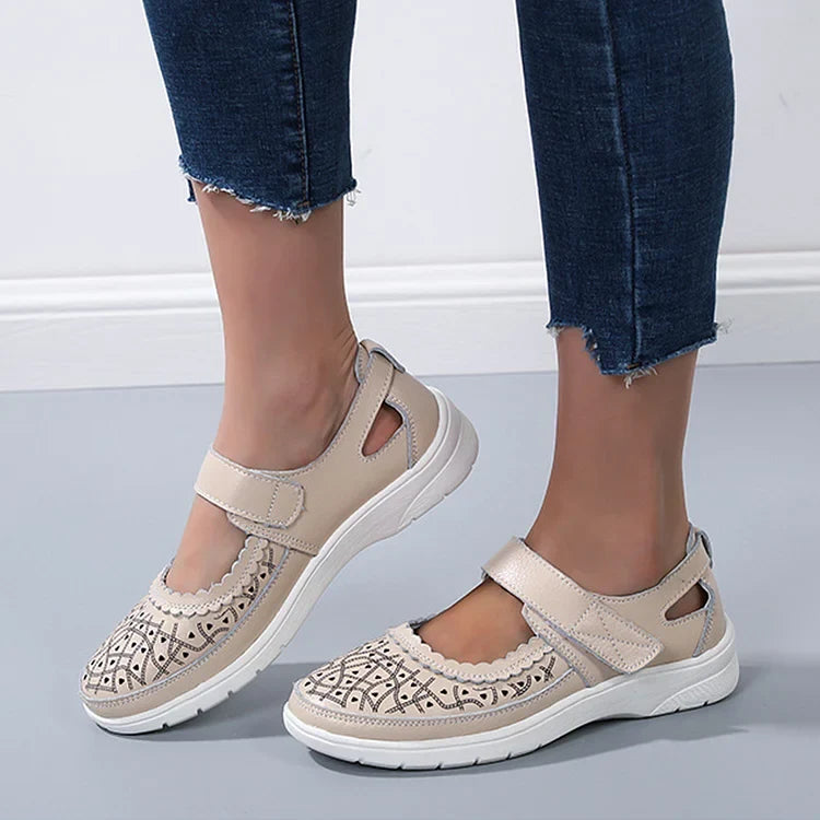Damen Komfort-Loafer aus weißem Leder mit orthopädischer Unterstützung