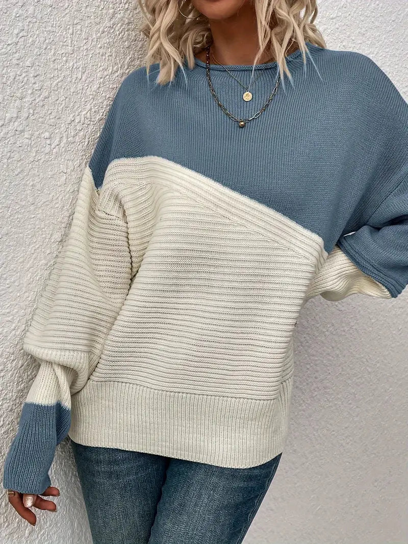 WW | Farbblock Gestrickter Pullover