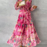 WW | Elegantes Kleid mit Print und Plissiertem Rock