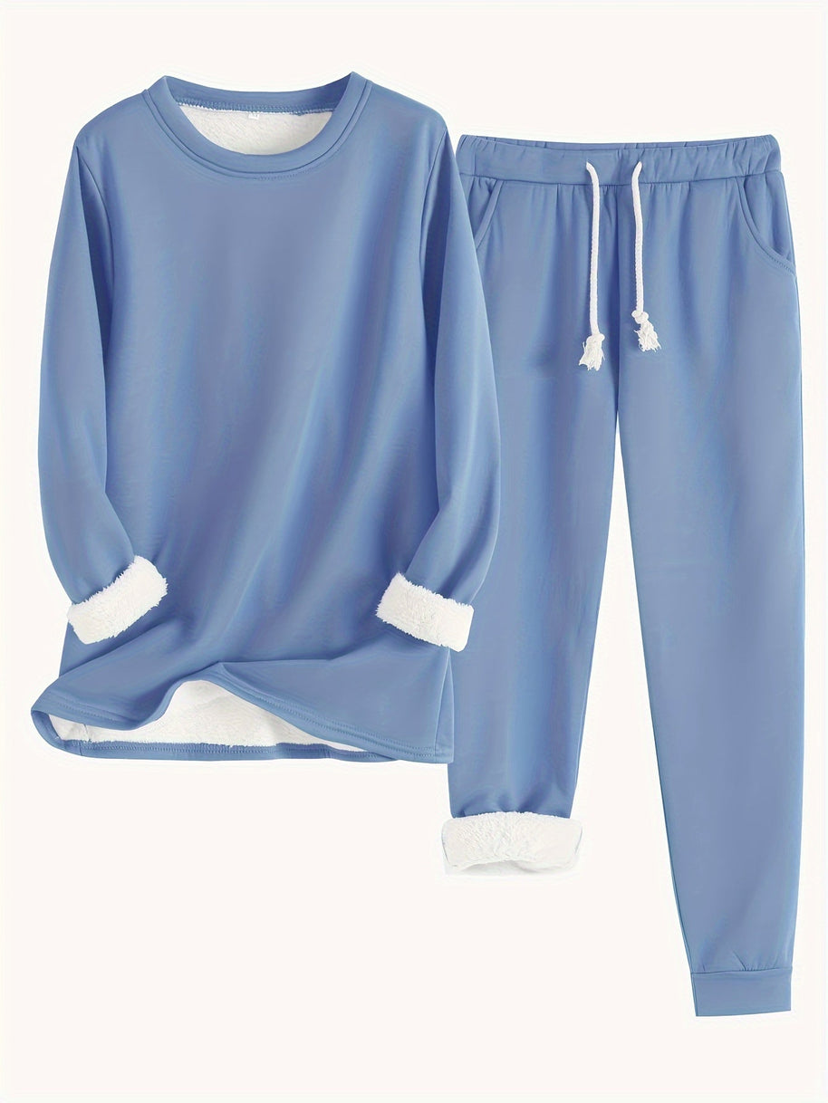 WW | Stilvolle Winter Casual Thermische Sweatshirt- und Jogginghose-Set für Frauen