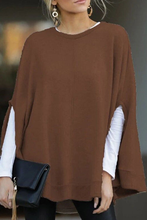 WW | Rosiedress Rundhals Batwing Ärmel Umhang Top
