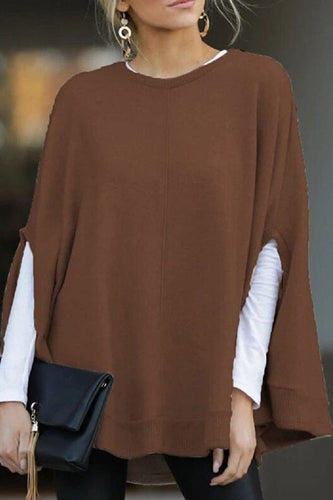 WW | Rosiedress Rundhals Batwing Ärmel Umhang Top