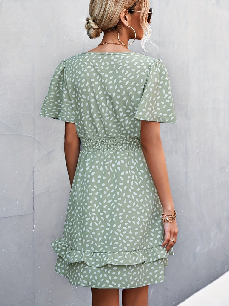 WW | Kleid mit Punkten und Rü Schleifenärmeln