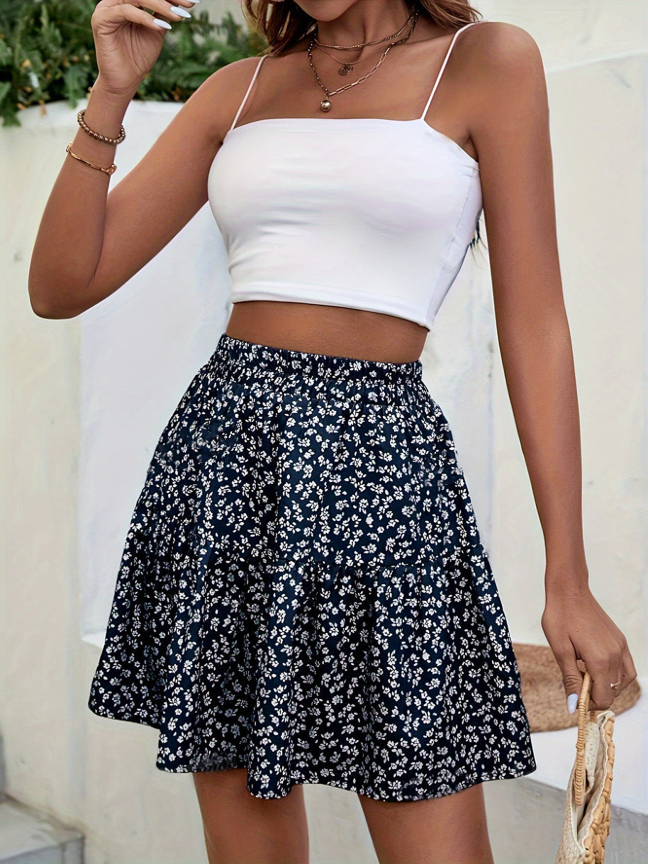 WW | Blumenprint Hohe Taille Minirock