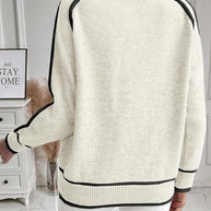 WW | Damen Rollkragenpullover mit kontrastierenden Nähten - lässiger Oversized-Pullover