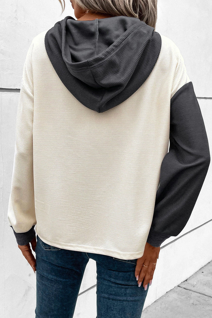 W&W Mode | Waffel-Hoodie Mit Knopfleiste Für Frauen