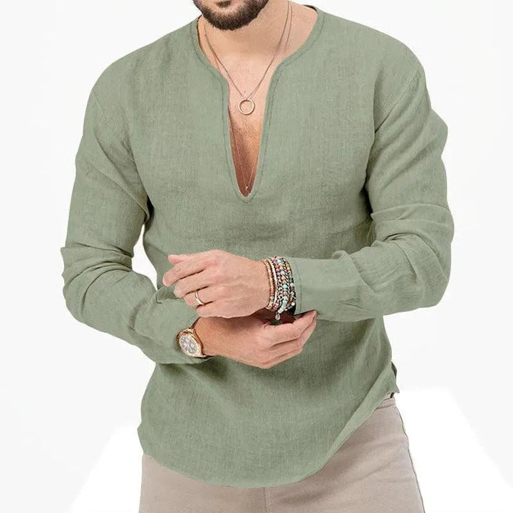 W&W Mode | Herren Leinen Langarmhemd